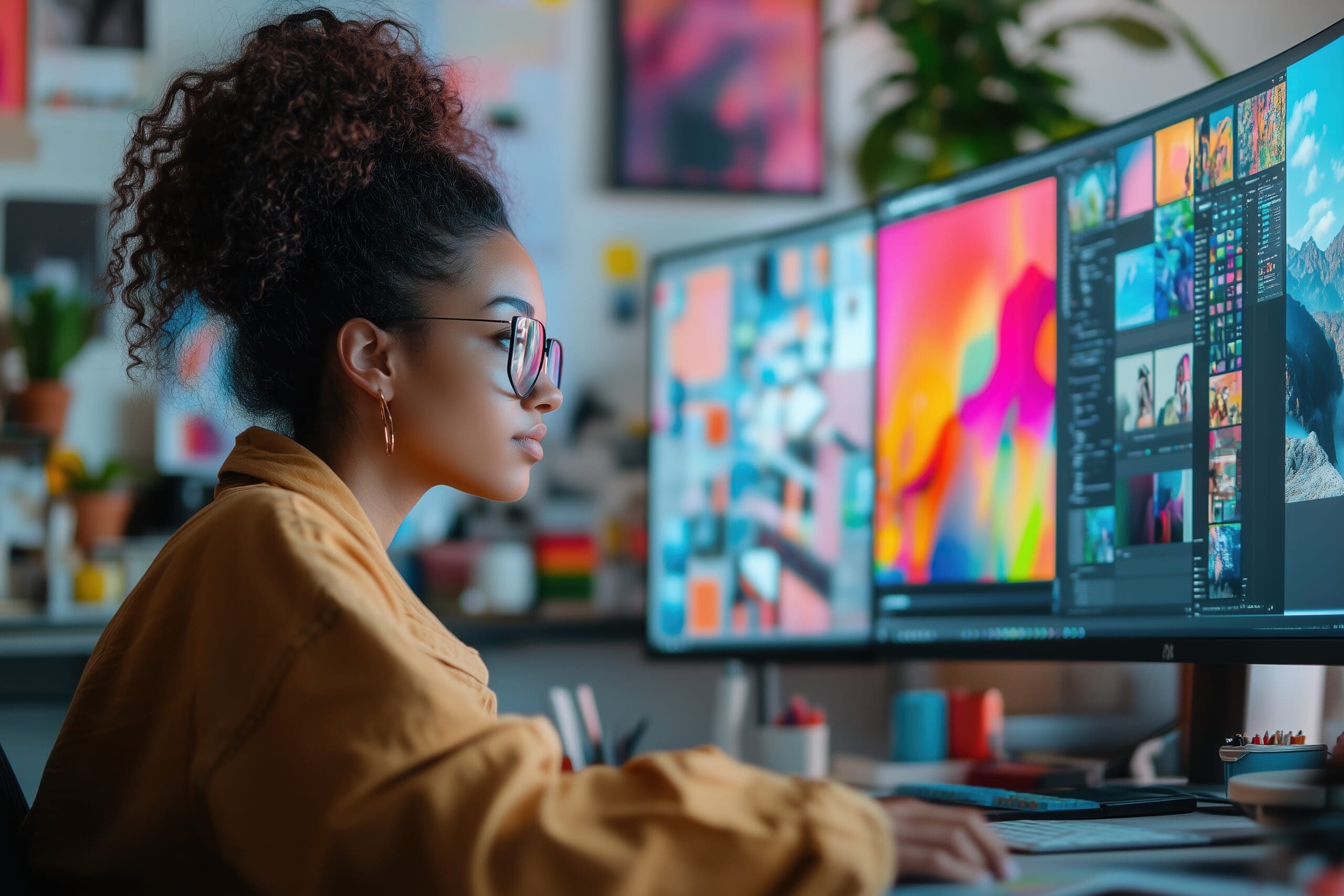 Creative online graphic designer working on colorful visual projects in a studio Going Virtual: Strategies for enhancing B2B Virtual Conections