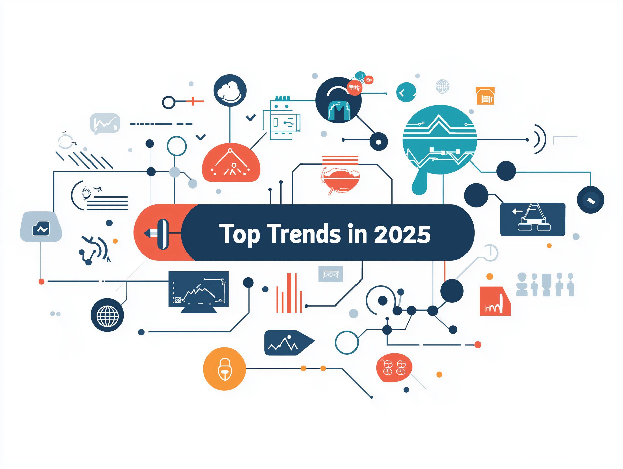 Top trends in 2025 graphic for powerpoint presentations, technology, year end review AdobeStock 1172134522